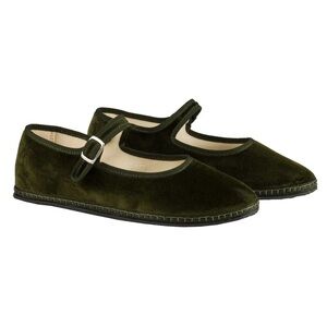 NWT ViBi Venezia Women's Mary Jane Velvet Ballet Flats Bottiglia Olive 40 EU, 10